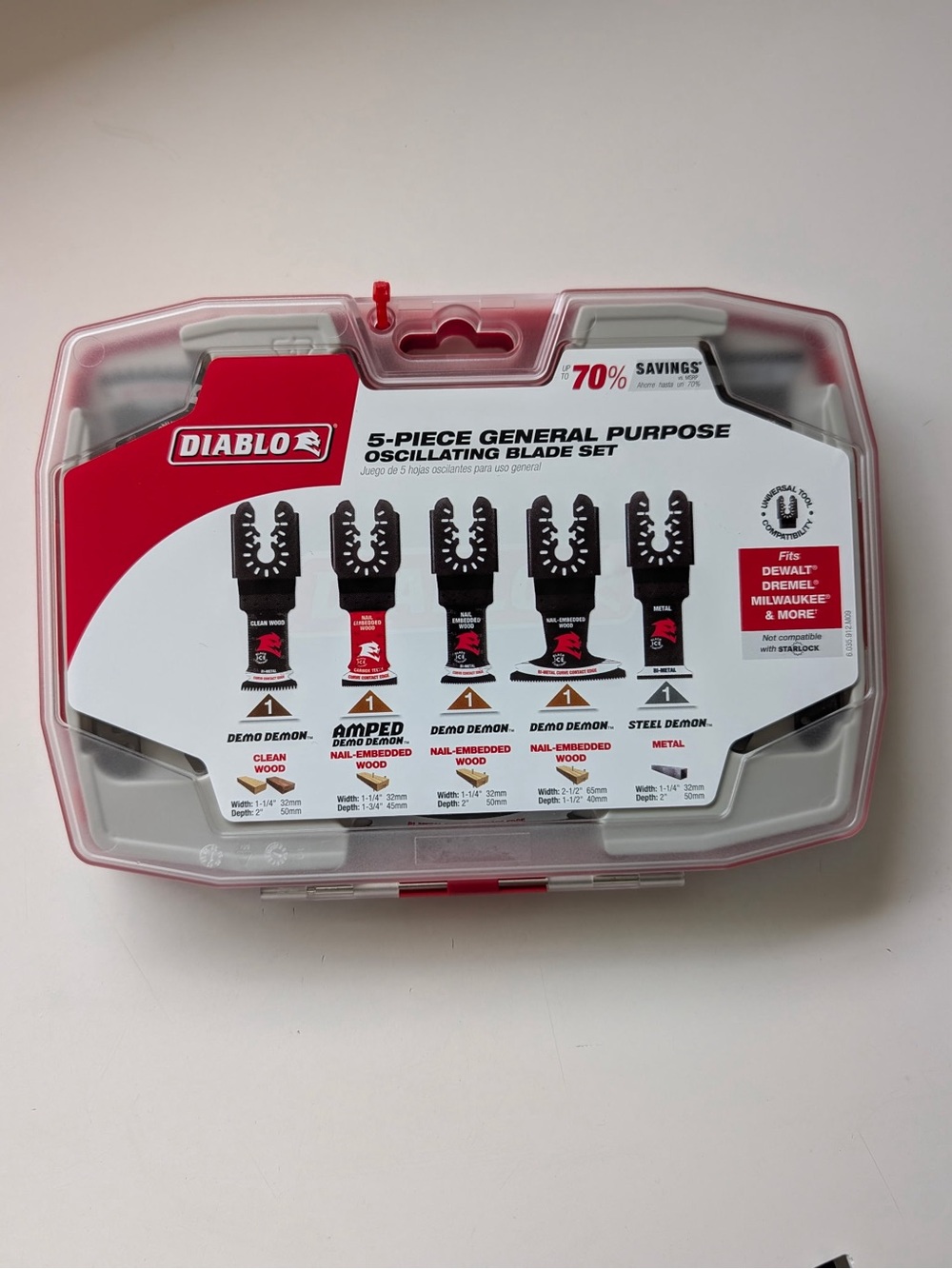 DIABLO Universal Wood & Metal Bi-Metal & Carbide Oscillating Blade Set (5-Piece)